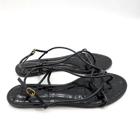Schutz Malta Leather Strappy Flat Sandals Women's Black Size US10B EU40 - Picture 3 of 12
